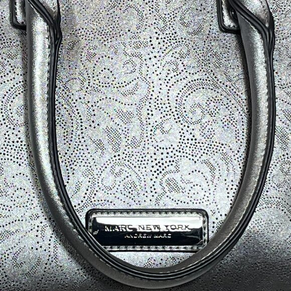 NWOT Mark New York Embelished Pattern Metalic Grey Satchel Bag - Picture 5 of 14